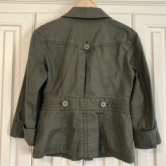 Ann Taylor LOFT Olive Green Button Up Utility Jacket Size 2 - Picture 3 of 6
